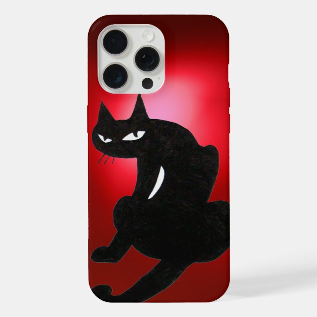Coque iPhone CHAT NOIR NINJA Rouge (Verso)