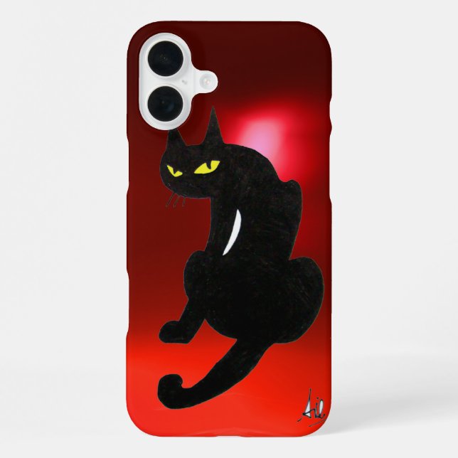 Coque iPhone CHAT NOIR NINJA rouge rubis (Verso)