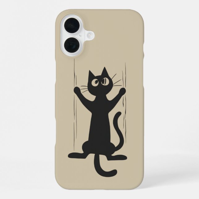 Coque iPhone Chat noir qui se retient (Verso)