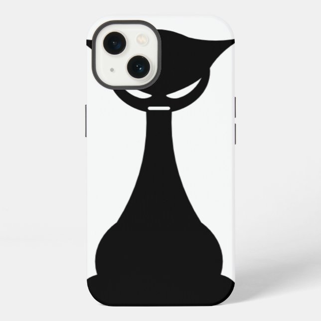 Coque iPhone Chat noir stylisé (Verso)