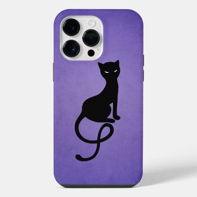 Coque iPhone Chat noir violet Élégant Mal Kitty (Verso)