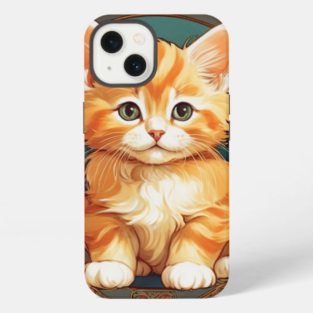 Coque iPhone Chat orange de style Alphonse Mucha (Verso)