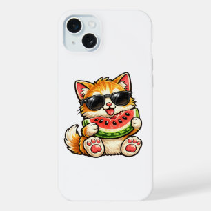 Coque iPhone 15 Plus Chat pastèque cool