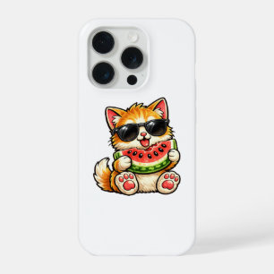 Coque iPhone 15 Pro Chat pastèque cool