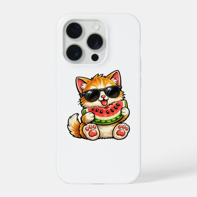 Coque iPhone Chat pastèque cool (Verso)