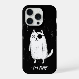 Coque iPhone 15 Pro Chat Pirate – Art Minimal et Drôle de Chat
