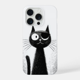 Coque iPhone 15 Pro Chat Pirate – Jolie Illustration Minimaliste de Ch