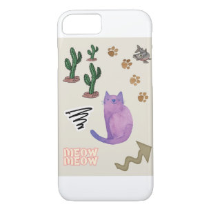 Coque iphone Chat Poisson Cactus Paws Meow