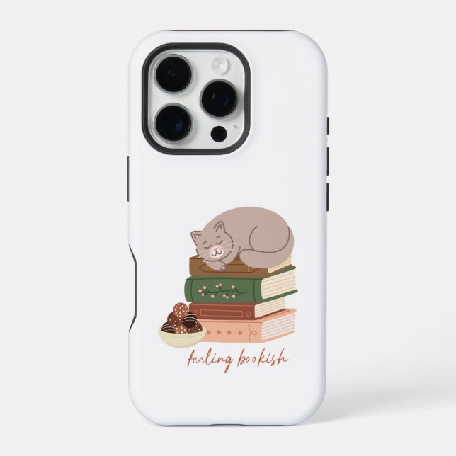 Coque iPhone Chat qui aime les livres (Verso)