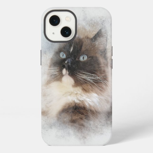 Coque iPhone Chat Ragdoll Abstrait (Verso)