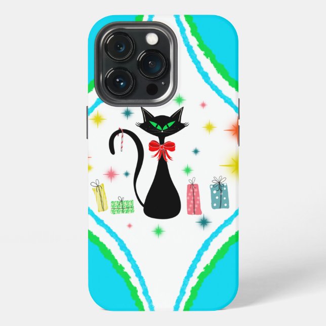 Coque iPhone Chat Siamese Retro Christmas (Dos)