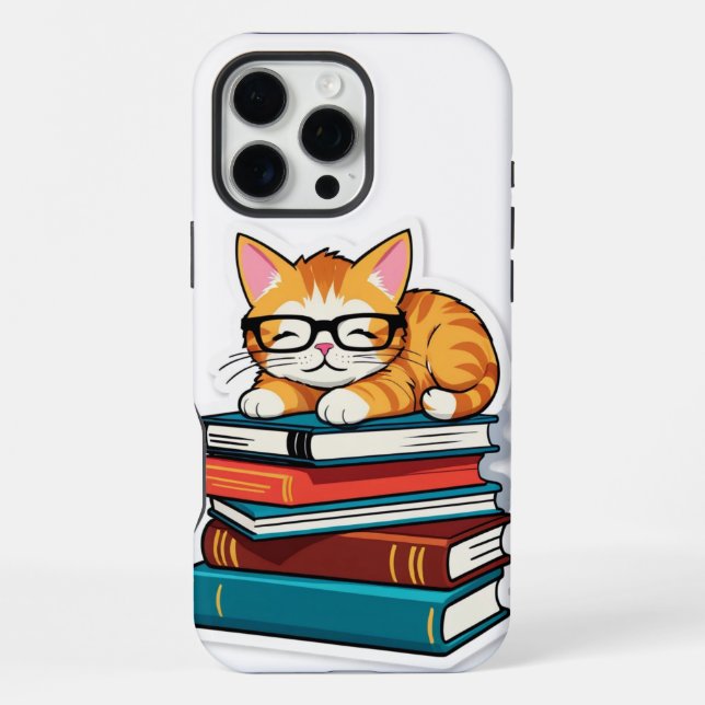 Coque iPhone Chat Smarty sur une pile (Verso)