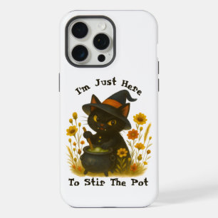 Coque iPhone 15 Pro Max Chat sorcier - Je suis juste là pour remuer le cha