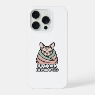 Coque iPhone 15 Pro Chat Sphynx Grincheux Art Cartoonique Humour Froid