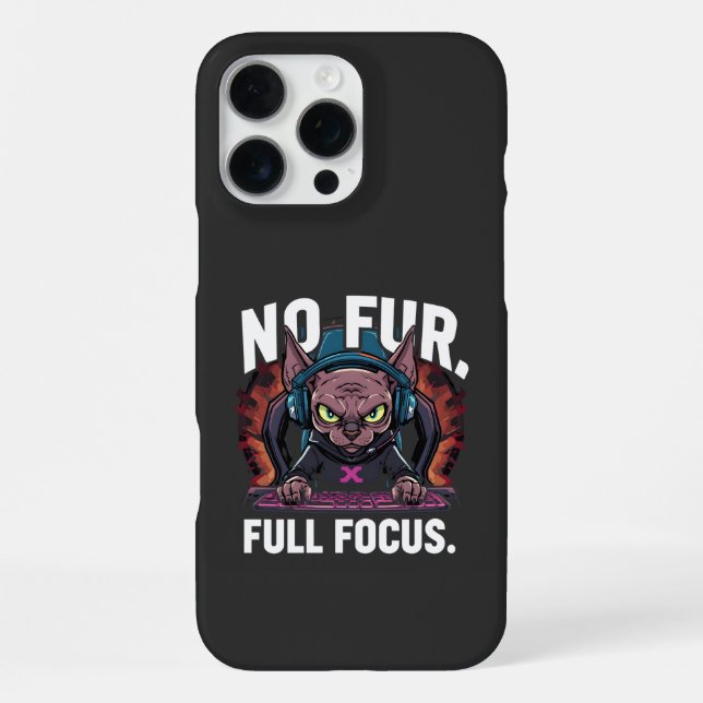 Coque iPhone Chat Sphynx Joueur Artwork Pleine Concentration (Verso)