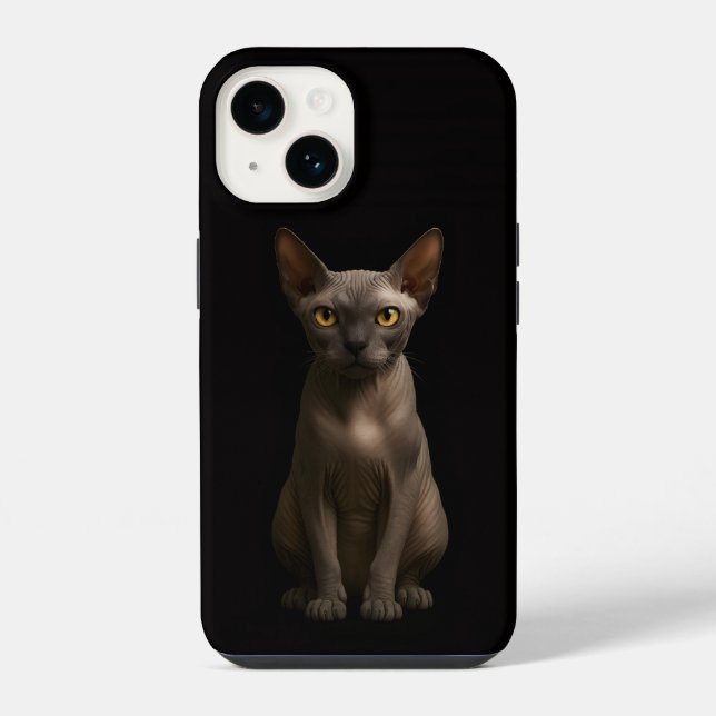 Coque iPhone Chat Sphynx Noir 4 Luxe iPhone 14 Mate (Verso)
