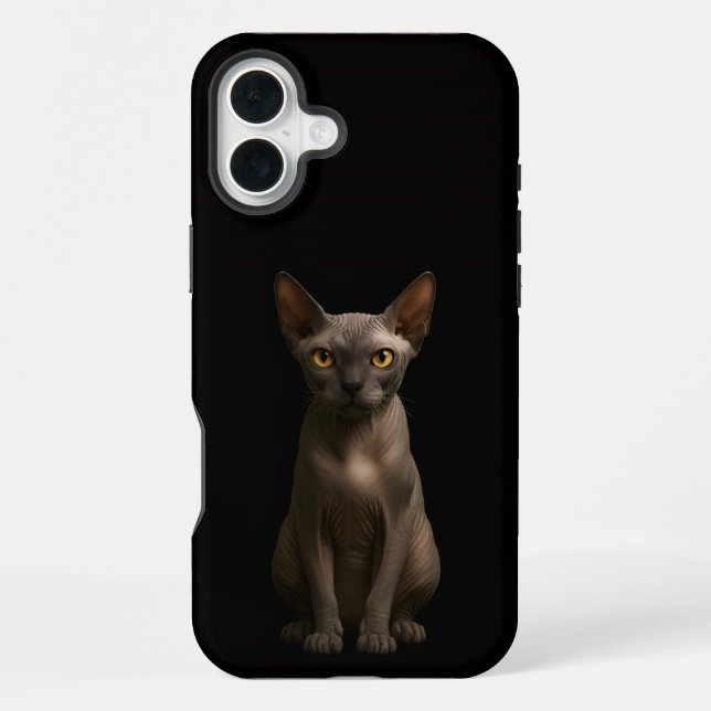 Coque iPhone Chat Sphynx Noir 4 Luxe iPhone 16 Plus (Verso)