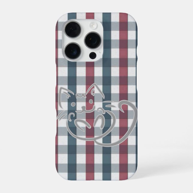 Coque iPhone Chat sur plaque rouge et bleue (Verso)