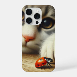 Coque iPhone 15 Pro Chat tigré avec coccinelle