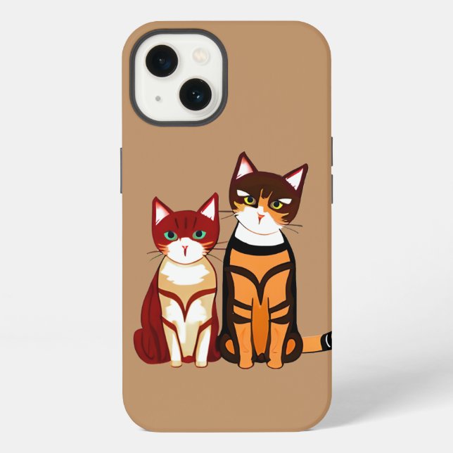 Coque iPhone Chat tigre rayé et chaton gingembre (Verso)