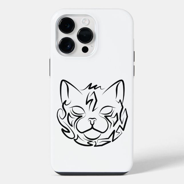 Coque iPhone Chat tribal noir et blanc (Verso)