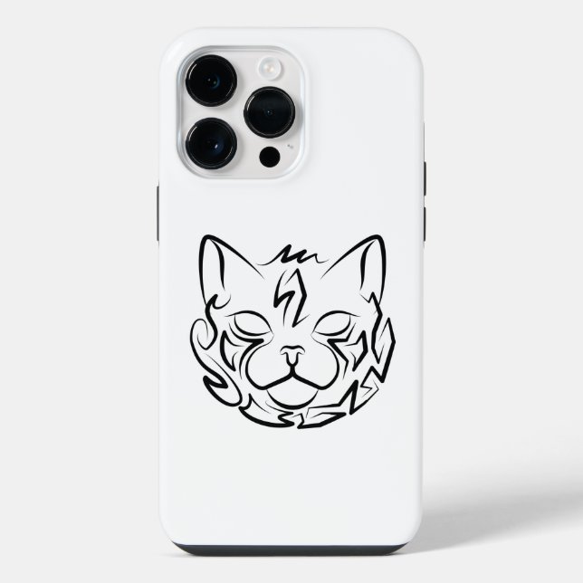 Coque iPhone Chat tribal noir et blanc (Verso)