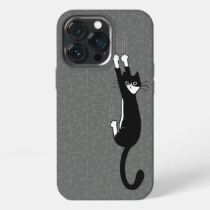 Etui iPhone 13 Pro Chat tuxedo drôle suspendu Chat noir et blanc