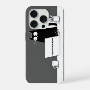 Coque iPhone 15 Pro Chat Zéro Motivation – Dessin Animé de Travail Par