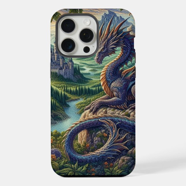 Coque iPhone Château de dragon médiéval coloré (Verso)