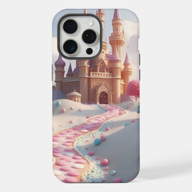Coque iPhone Château de fée Candyland rose enneigé (Verso)