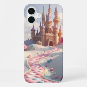 Coque iPhone 16 Plus Château de fée Snowy Pink Candyland