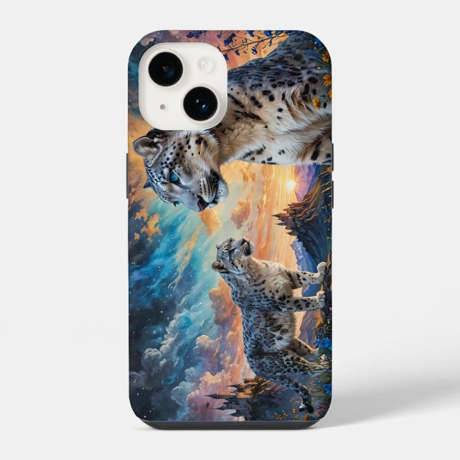 Coque iPhone Château de Leopard de Neige Levée de soleil réflex (Verso)