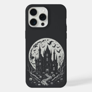 Coque iPhone 15 Pro Max Château hanté sous une Pleine lune