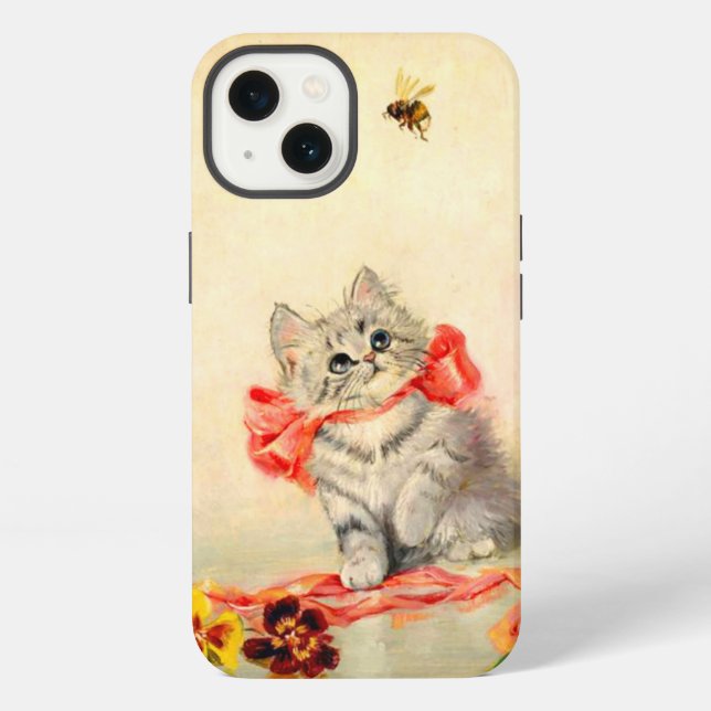 Coque iPhone Chaton avec un ruban rouge (Verso)