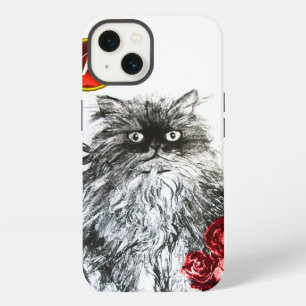 ETUI iPhone 13 CHATON, CHATON AVEC MONOGRAMME DE GEMME AUX ROSES