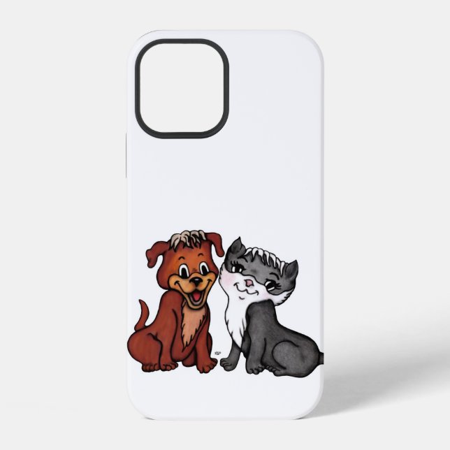 Coque iPhone Chaton et chiot (Verso)