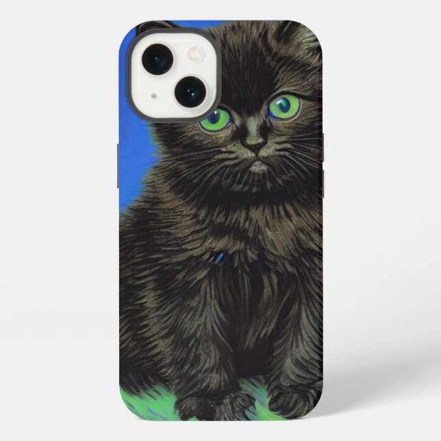 Coque iPhone Chaton noir de style Van Gogh (Verso)