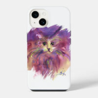 CHATON VIOLET,PORTRAIT DE CHAT,Blanc