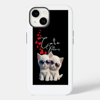 Coque Pour iPhone 14 Chatons mignons et flux de coeur