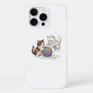 Coque iPhone 16 Pro Max Chatons mignons jouant avec une balle de fil en aq