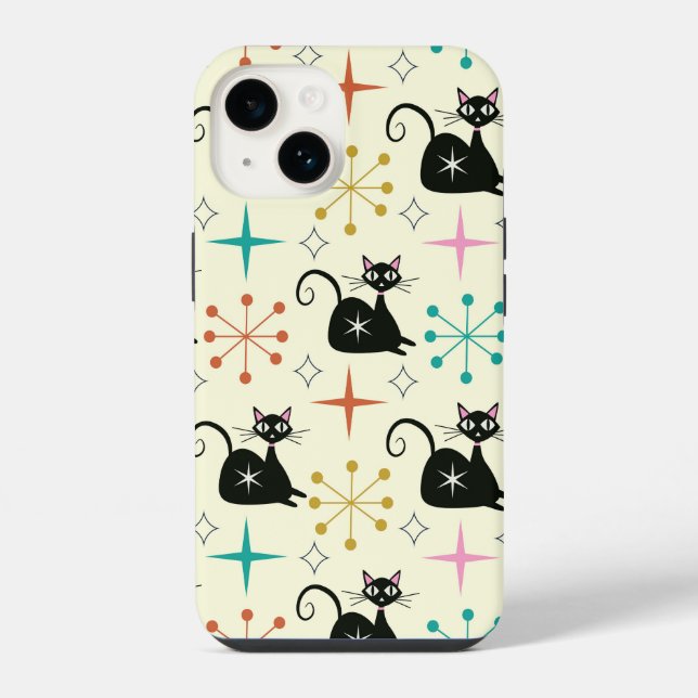 Coque iPhone Chats atomiques de milieu de siècle avec des explo (Verso)