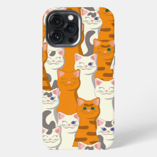 Etui iPhone 13 Pro Max Chats blancs et roux motif yeux verts yeux bleus