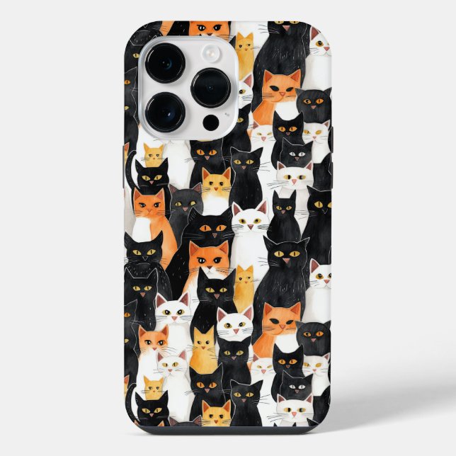 Coque iPhone Chats blancs orange noirs (Verso)