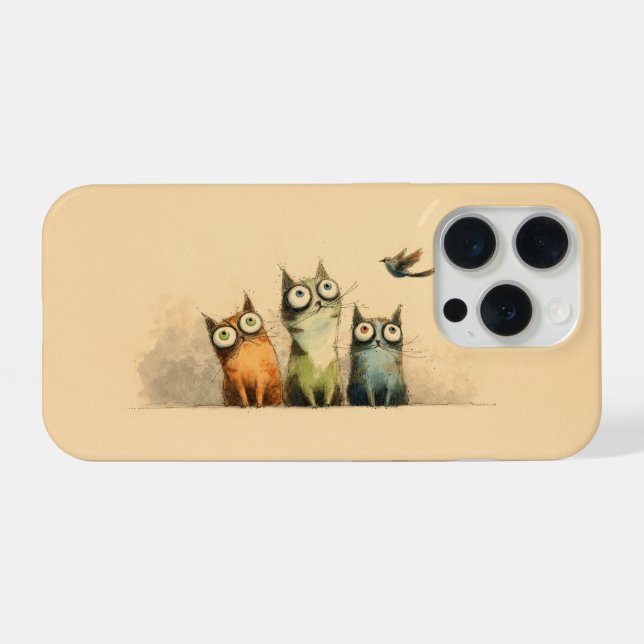 Coque iPhone Chats Curieux – L'Art Fantaisiste de Chat (Verso Horizontal)