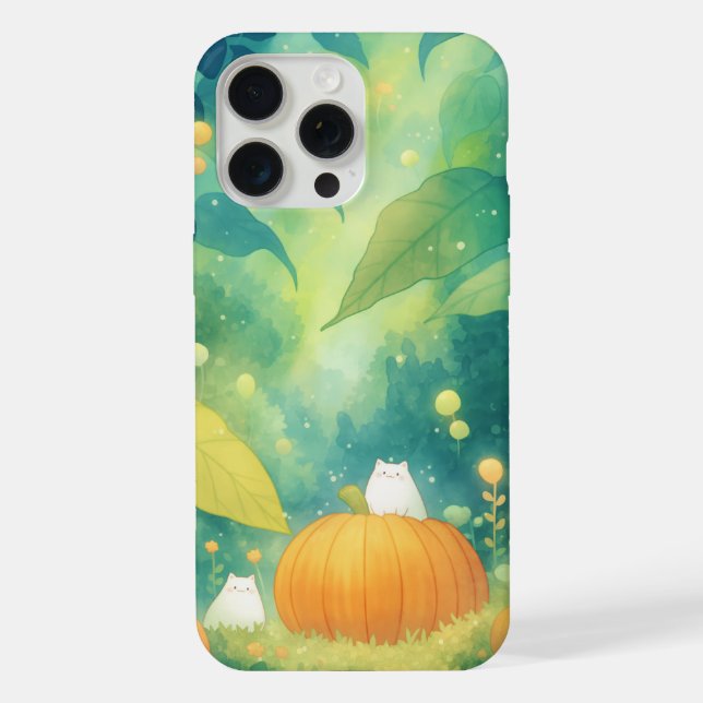 Coque iPhone Chats dans le champ de citrouilles (Verso)