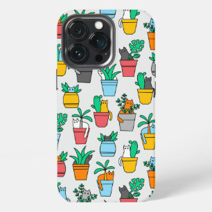 Etui iPhone 13 Pro Chats dans les pots de fleurs