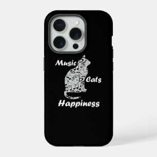 Coque iPhone 15 Pro Chats de musique Bonheur - Citation d'amoureux de