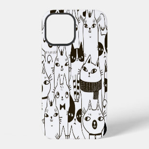 Coque iPhone 12 Chats gribouillés : motif transparent amusant.