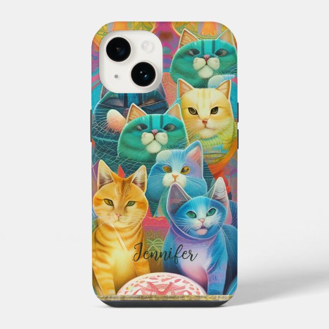 Coque iPhone Chats mignons colorés (Verso)