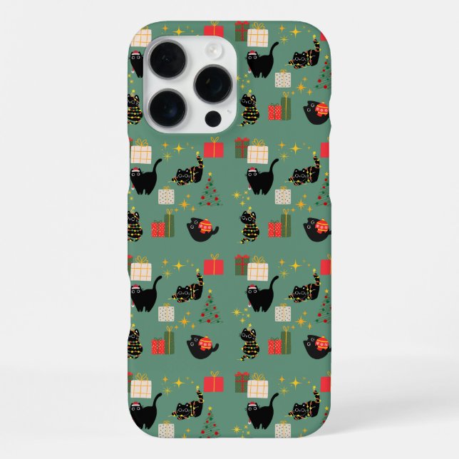 Coque iPhone Chats noirs de Noël (Verso)